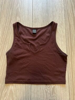 SHEIN Chocolate Ribbed Crop Tank Top